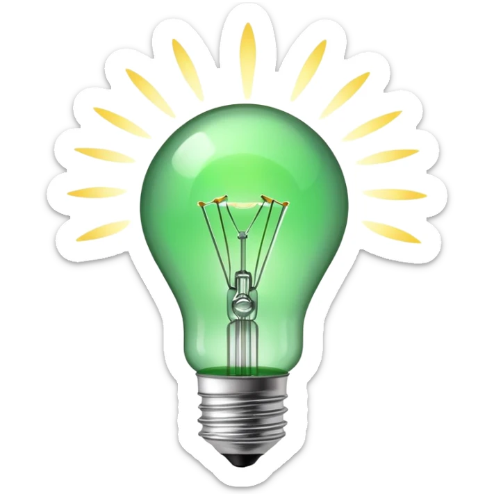 Draw me an emoji - a chemical green bulb that will point the finger up on a white background, as in the picture. sticker