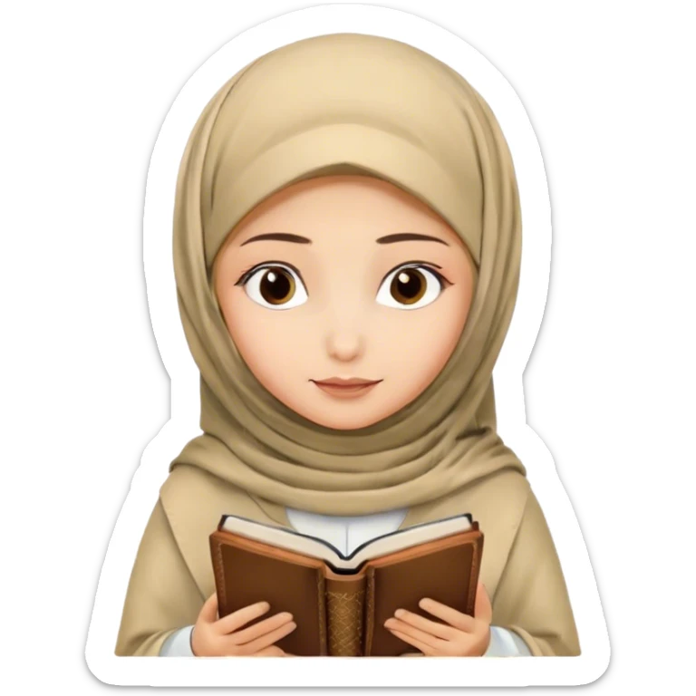 Turkish blonde Hijabi girl reading quran beautiful finish  sticker