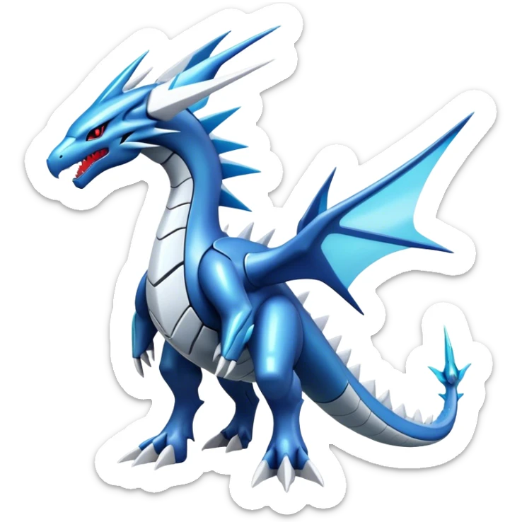  Cool Edgy Shiny Futuristic Ethereal Legendary Dialga-Digimon-Salamence-Kyurem-hybrid full body sticker