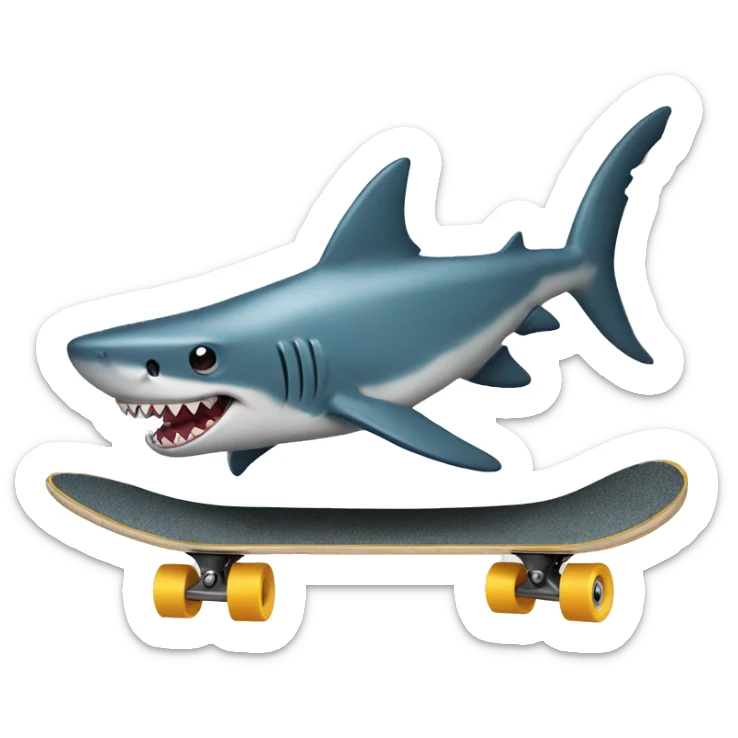 Shark on a skateboard sticker