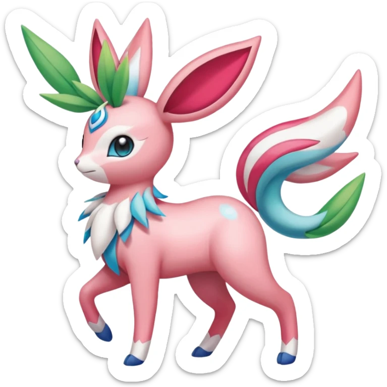Shaymin-Sylveon-Meloetta-Milotic-Amaura-Pokémon-Fakémon-fusion, full body sticker