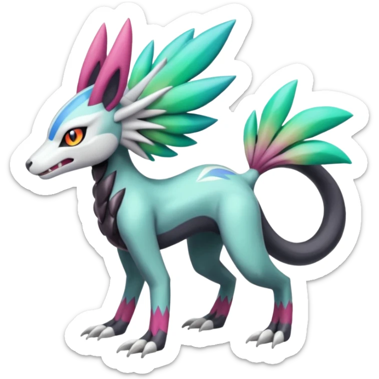 Meloetta-Sergal-Palkia-hybrid-fusion-Fakémon-creature, full body sticker