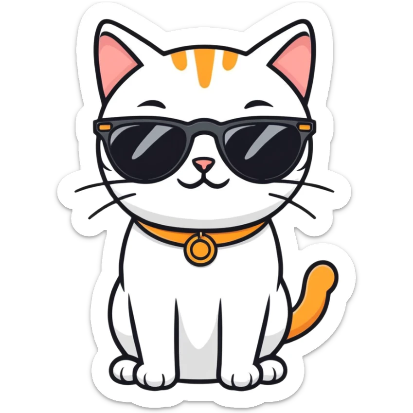 Cat with sunglasses sticker