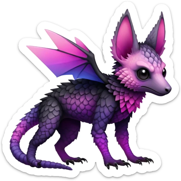 Cool Edgy Black-pink-purple-gradient badass Trico-animal-creature full body sticker