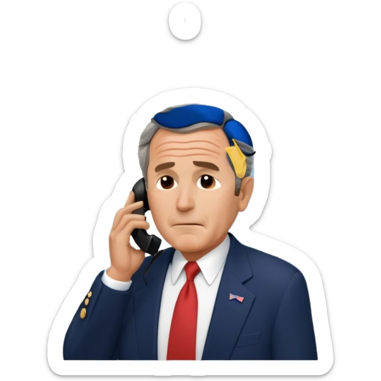  emoji of the world trade center with a plane crashed into it and george bush on a phone in front of them sticker