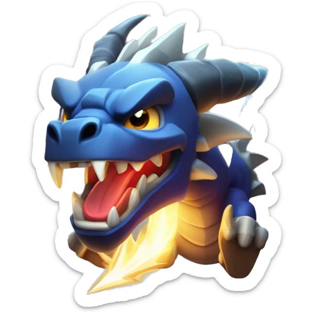 Clash of clans style emoji with a lightning dragon, with the words saying “thunderstruck” sticker
