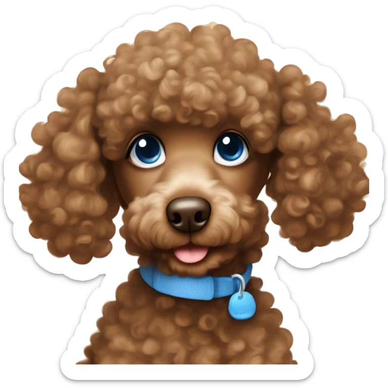  brown poodle with the cutest puppy face but with curly hair half brown half white and with blue eyes  sticker