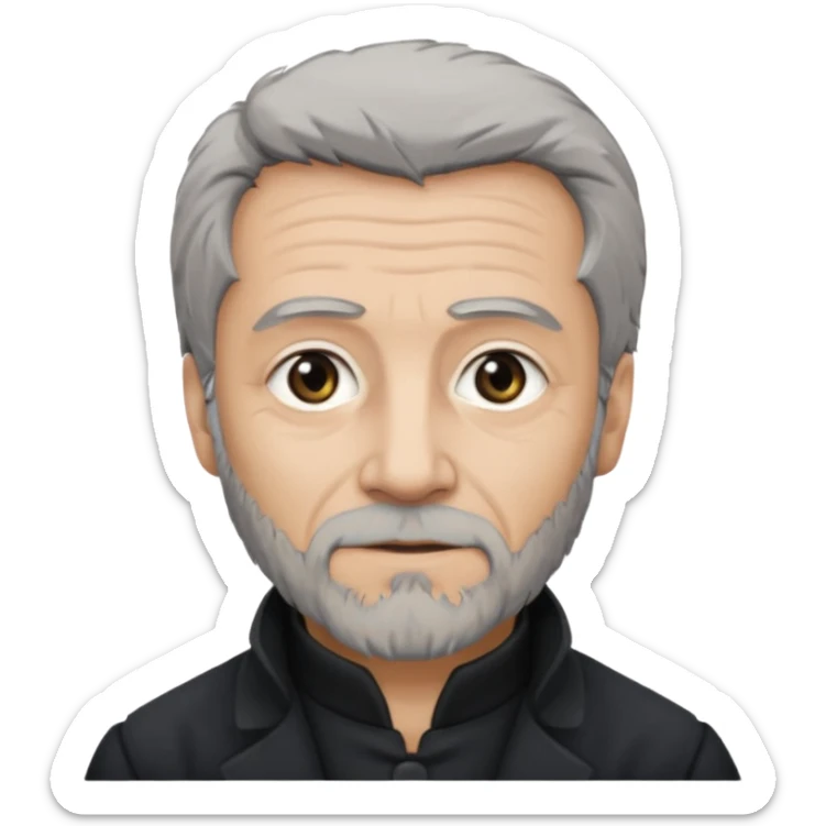Jean Valjean From Les Miserables with light skin, gray eyes, Gray Hair, black outfit sticker