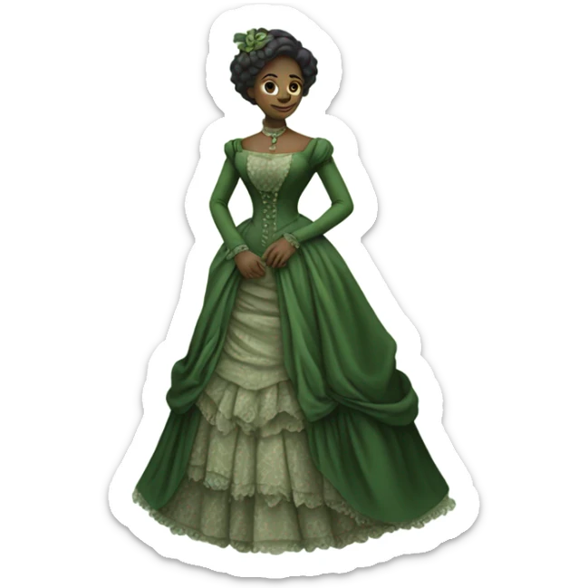 "green woman" galora in Victorian dress elegant, full body sticker
