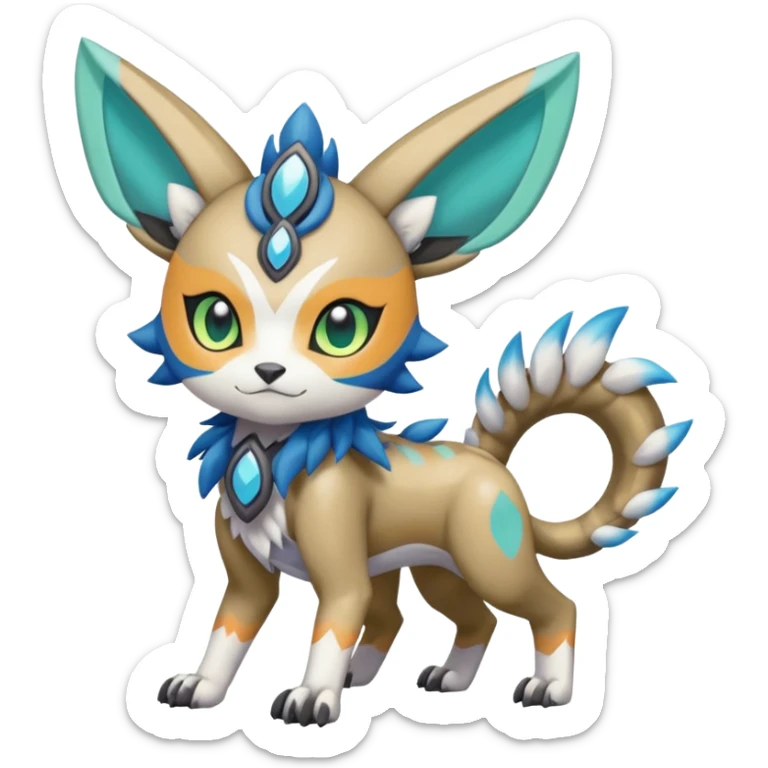 Colorful Exotic Randomly-colored Cartoon Anime Meloetta-WereGarurumon-Trico-Pokémon-Fakémon-fusion-hybrid-creature sticker