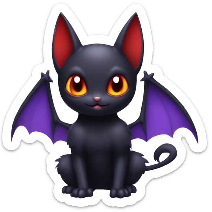 Cool Cute Edgy Dark Black Red Batty Chibi Noibat-Cat-Pokémon-Fakémon-hybrid sticker