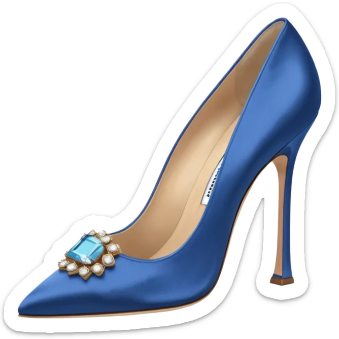 manolo blahink one pair 90's satin pump with jewellry at front blue sticker