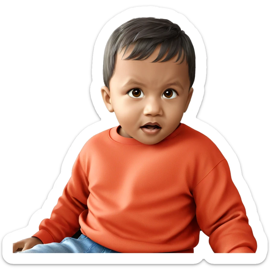 curious boy with open mouth sticker