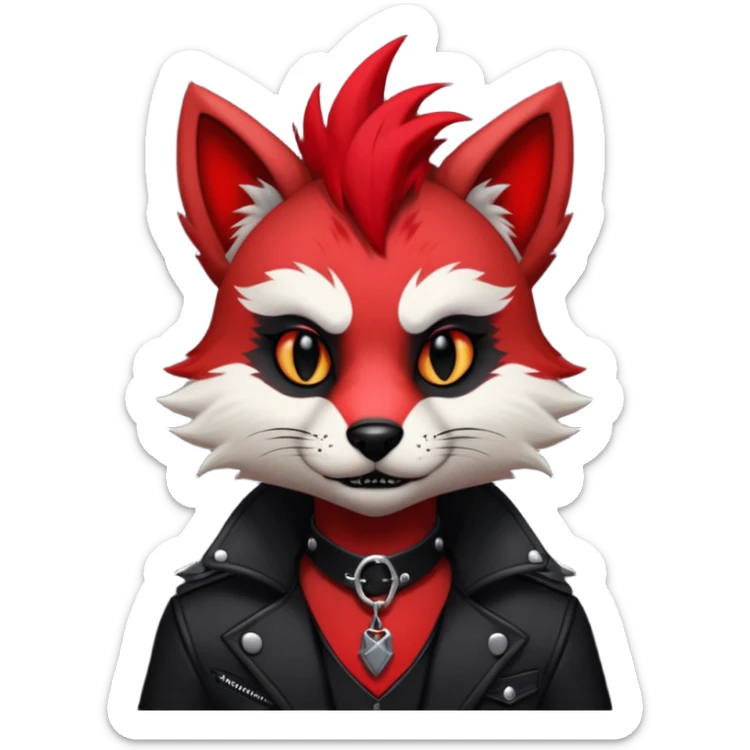 Anthropomorphic Anthro Furry punky gothic black white and red badass cool stylish handsome smexy Animal-furry-fursona sticker