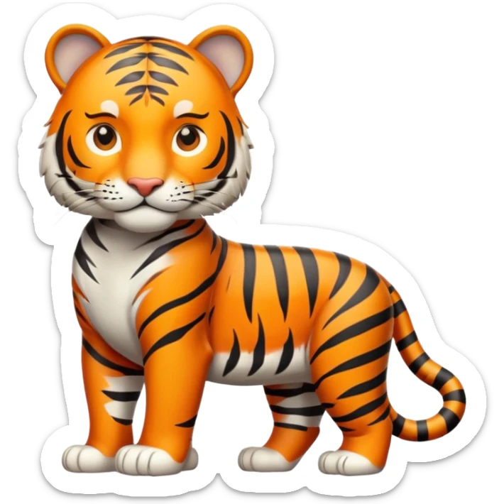 Create a single emoji of a Tiger in full body, shown at a slight side angle in a natural, characteristic pose. Cute and stylized like an emoji, but clearly recognizable.
 sticker