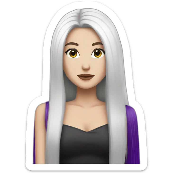 White girl with long straight black hair and purple streak hair Raven Queen sticker