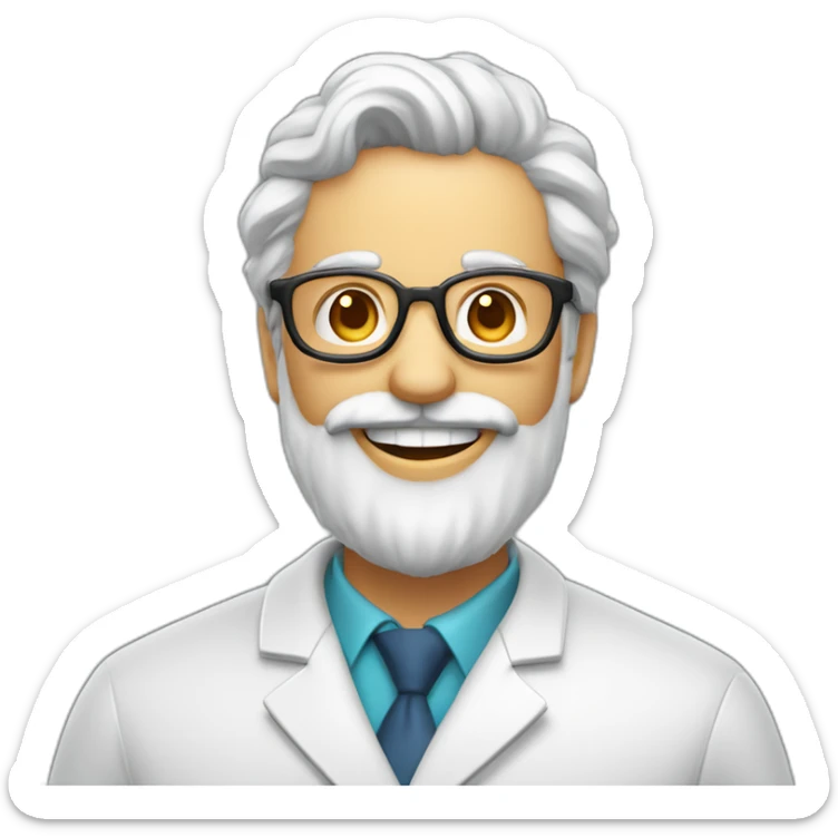 profesor de física y química calvo con barba y gafas sonriendo sticker