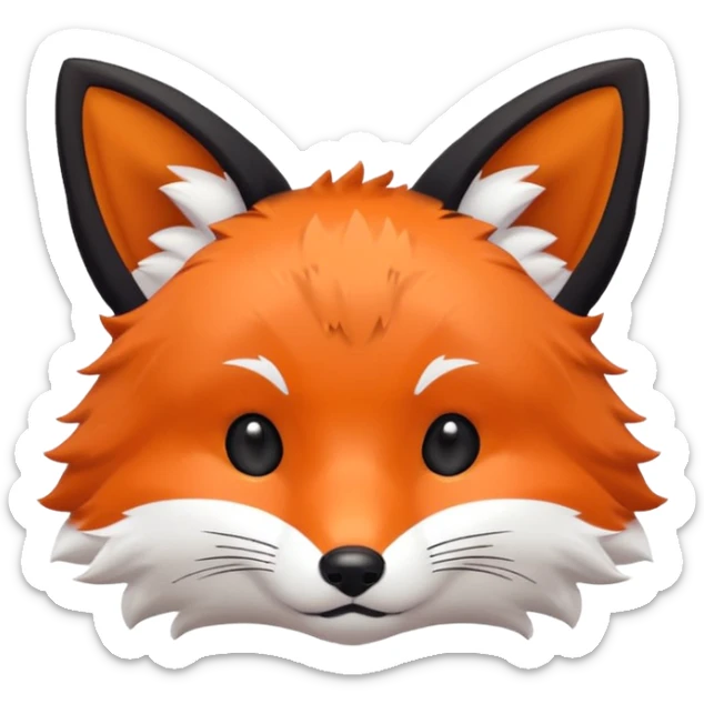 une tête de renard trop kawaii avec des poils noirs à la place des poils blancs sticker