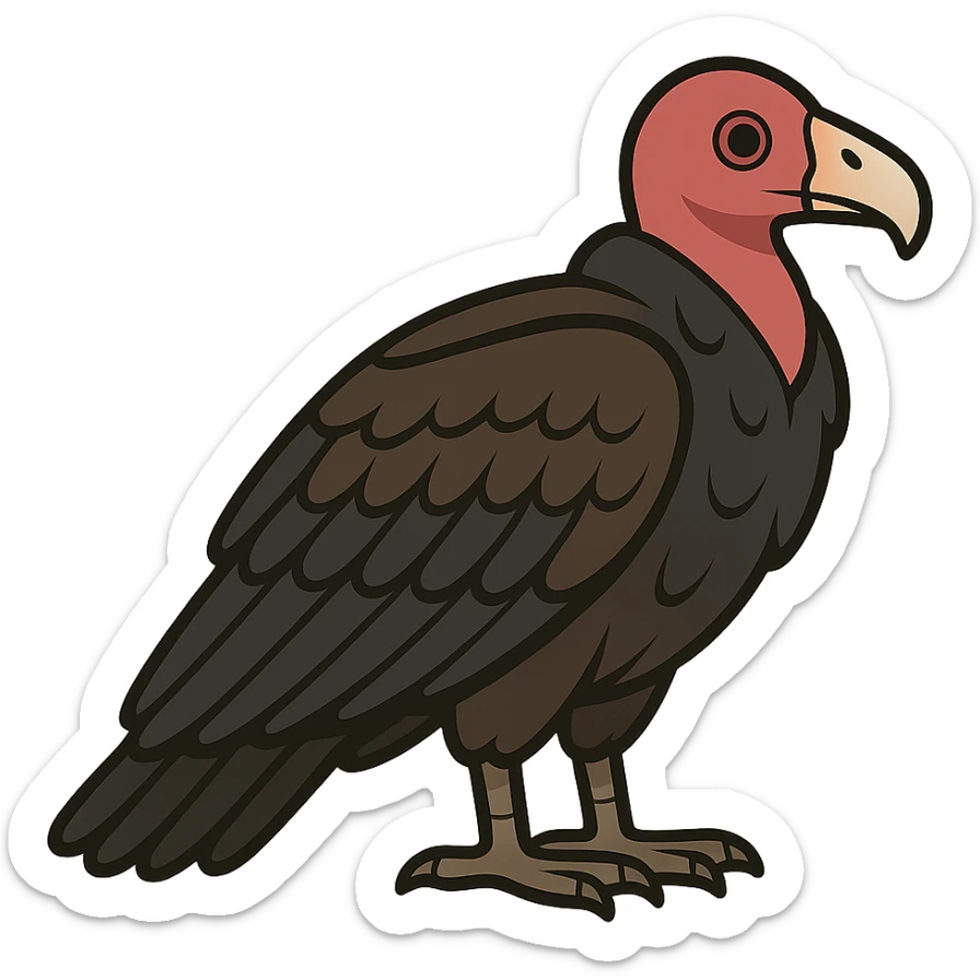 flat toon style turkey vulture sticker