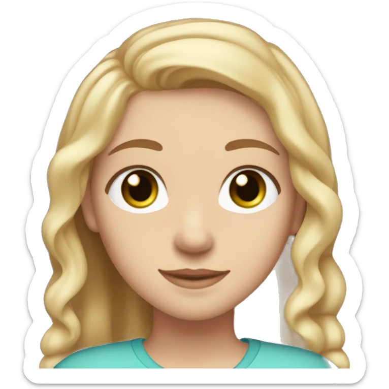 girl with light brown hair, slightly tanned skin and blue eyes with her arm around a girl with bright blonde hair, green eyes, pale skin, and freckles sticker