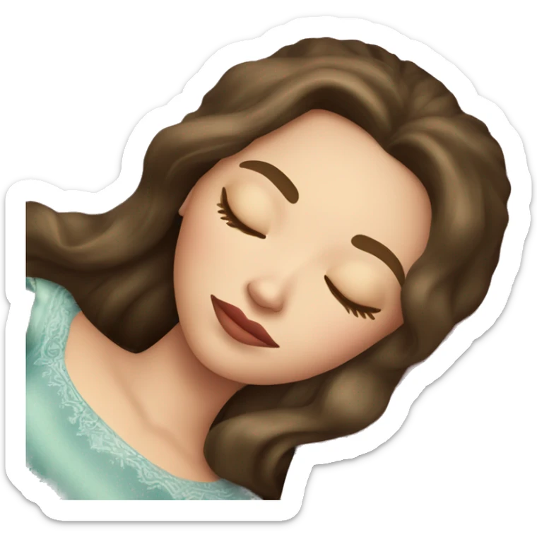 sleeping beauty brunette white girl with a silk pillow sticker