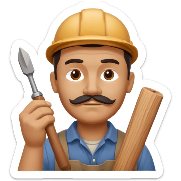 wood carving carpenter portrait, head and shoulders only, carving wooden figure with chisel, wood shavings visible, focused craftsman expression, artisan workshop vibe, 3D cartoon style, mobile game icon style, clean background, no text, no watermark
 sticker