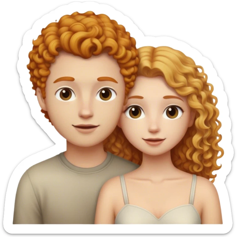 blonde girl with straight hair and ginger curly hair boy in love  sticker