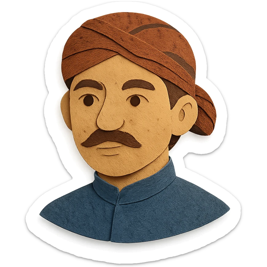 paper craft style layered look portrait of a Javanese man wearing a blangkon sticker