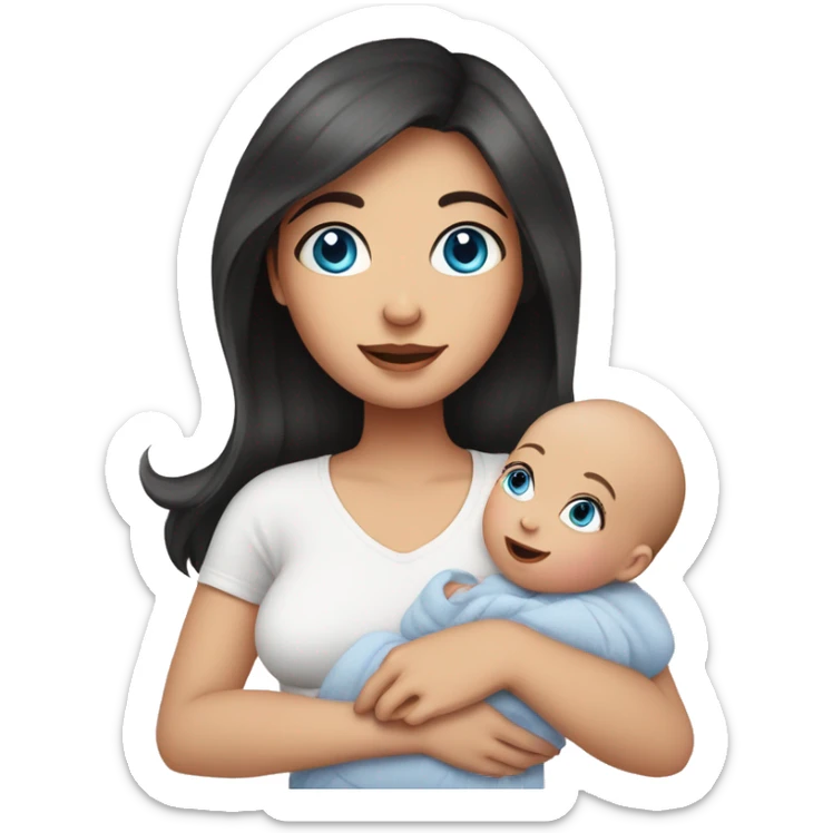 mom holding newborn baby girl with blue eyes and white skin baby dark hair white skin newborn little baby girl pink sticker