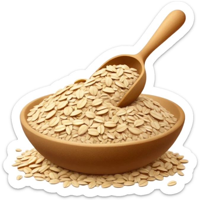 soft mound or light scatter of fine pale beige oat flour with powdery matte texture and a few rolled oats subtly blended into the surface, no bowl scoop or packaging, apple emoji style, soft lighting, subtle shadows, transparent background, emoji scale sticker