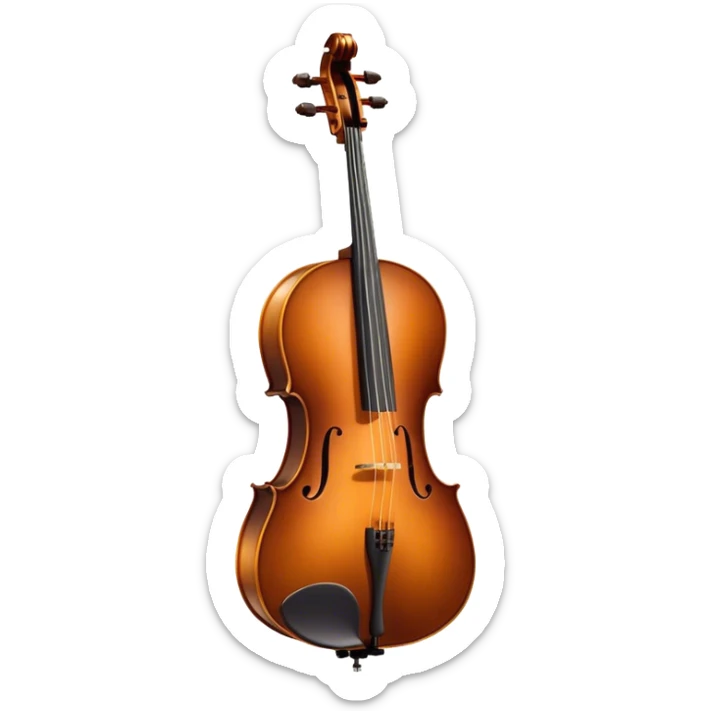Cinematic Realistic Cello, deep brown polished wood, elegant f-holes creating contrast, warm golden light reflecting off its curves, glowing with depth and a rich musical resonance. sticker