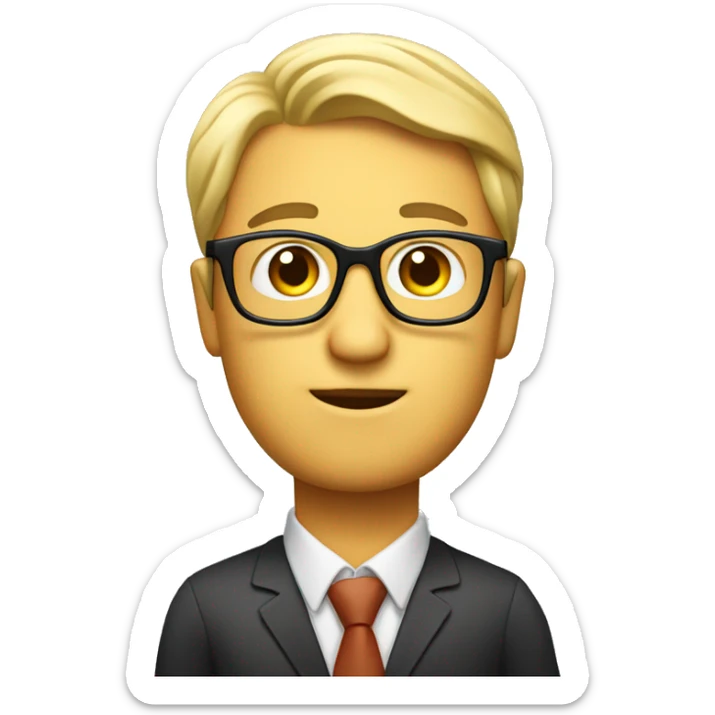 i want an emoji of a man that looks like an expert in teaching business , with glasses and a book in his han sticker