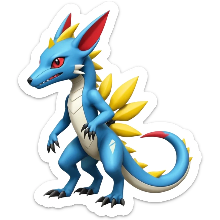 Shiny Cool Futuristic Colorful Cute Edgy Salandit-Zeraora-Lombax-Sergal-Zangoose-Cyclizar-Genesect-Pokémon, full body sticker