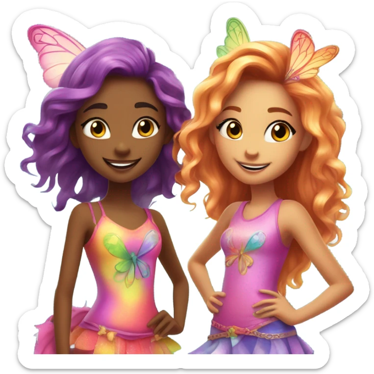 Four girls clubbing having fun in winx inspired fairy outfits  sticker