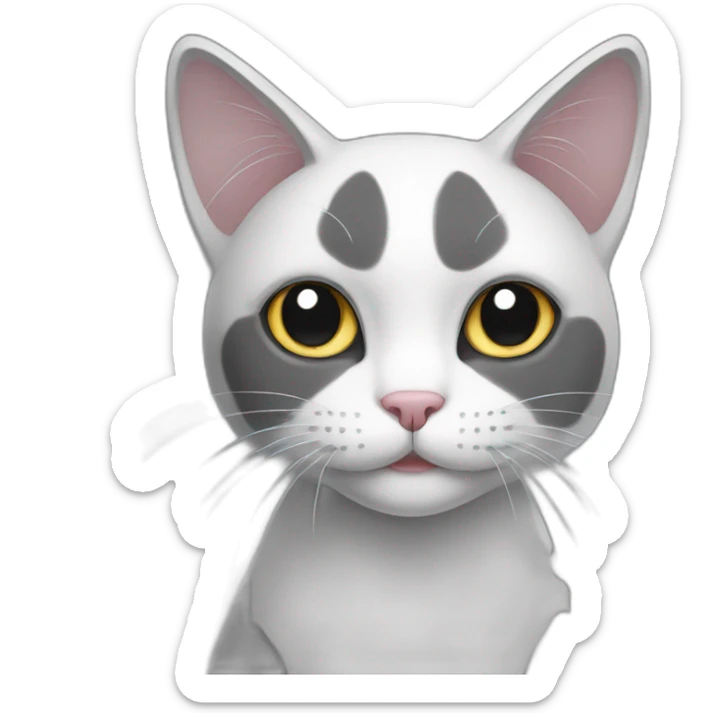 A dark grey and white cat sticker