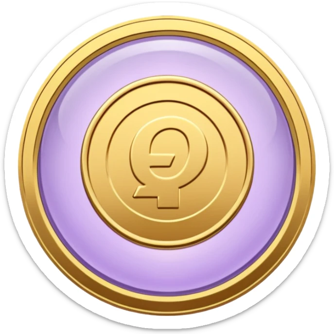 I need you to recreate this image exactly as is but make the color of the coin a ver light purple hue give me three options with different hues of purple sticker