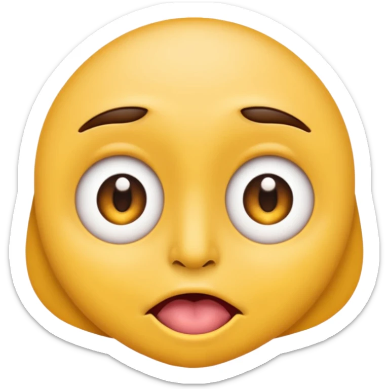 ios face emoji with both pupils at the center of the eye as if looking at the nose with tounge out sticker