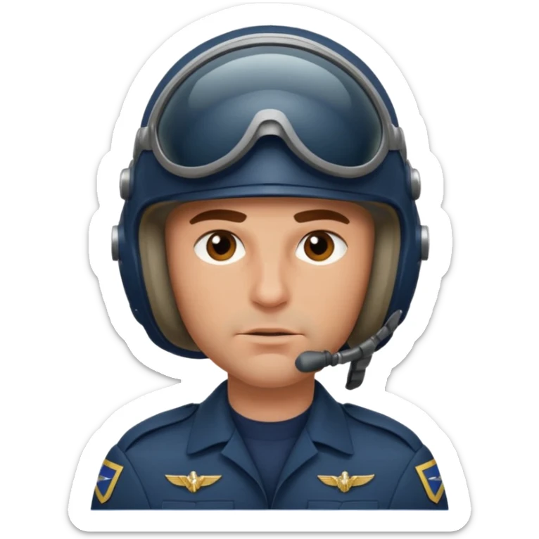 a brutal white male military pilot in an aviation helmet on face and a modern uniform. maximum quality sticker