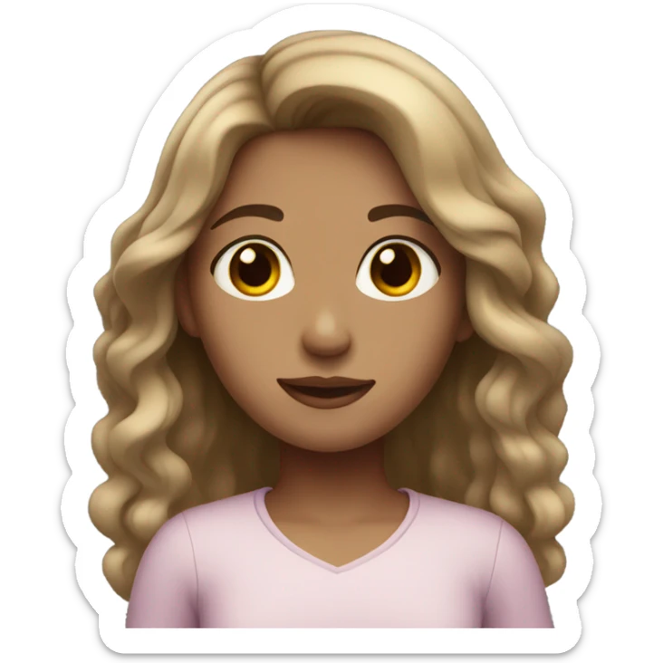 a girl with dark blonde hair and brown eyes sticker