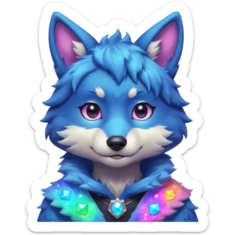 anthropomorphic anthro kawaii cute colorful shiny pastel nebula furry wolf-fursona furry  (shoulder bust)  sticker