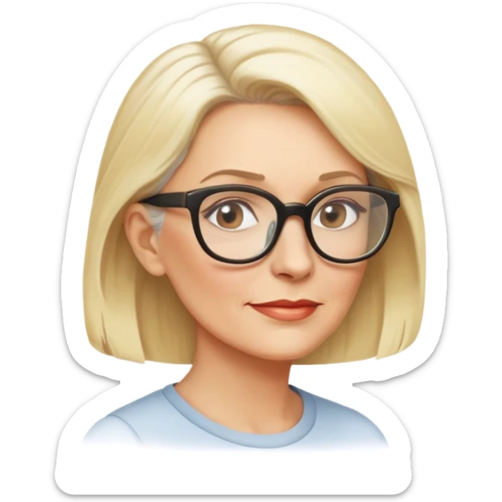 side profile of an attractive older blonde woman with glasses, confident expression sticker