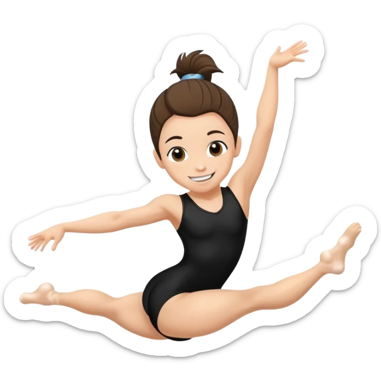 "A gymnast in black outfit with a smile and a look of surprise (normal skin) sticker