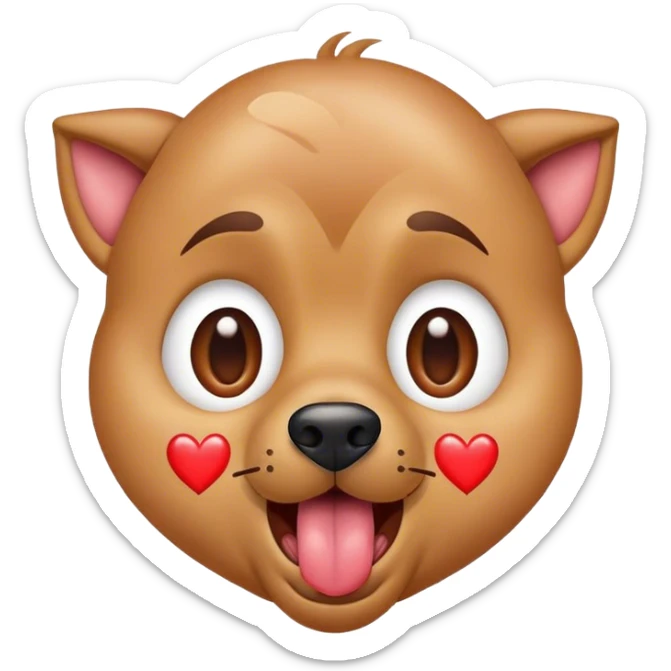 Man with hearts bursting out of his eyes. His tongue is hanging out like a dogs sticker