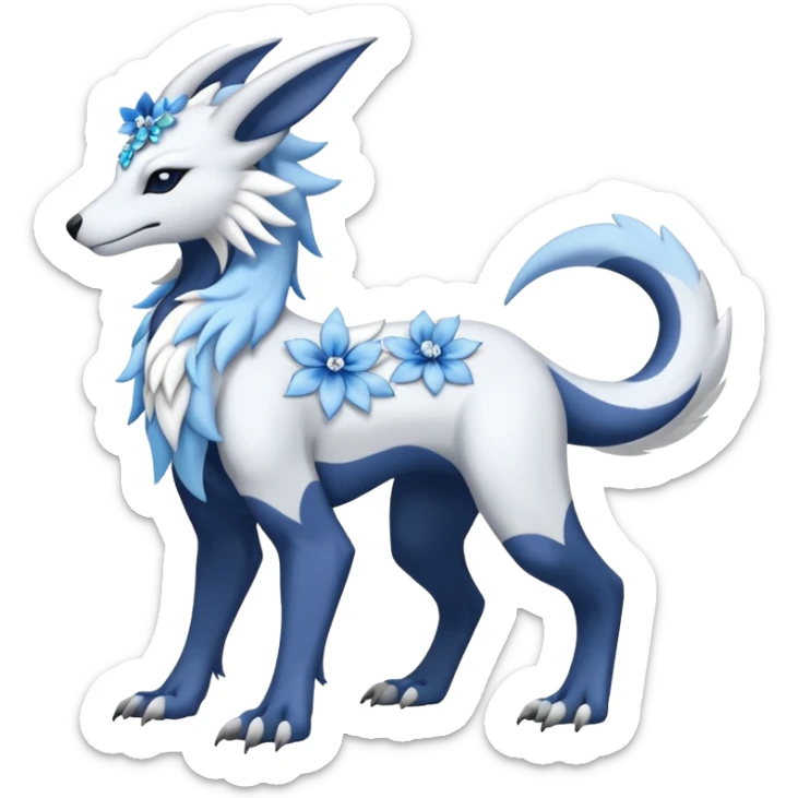 Floral Absol-Amaura-Sergal-fusion-hybrid-Fakemon-animal-creature  sticker