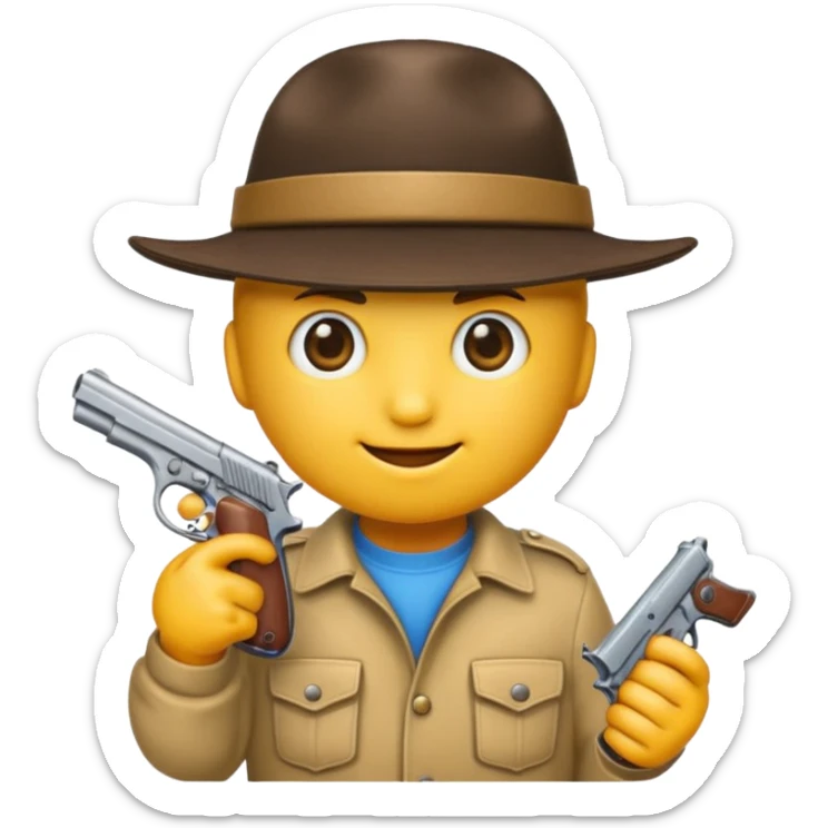 Un emoji con una gorra y una pistola en la mano sticker
