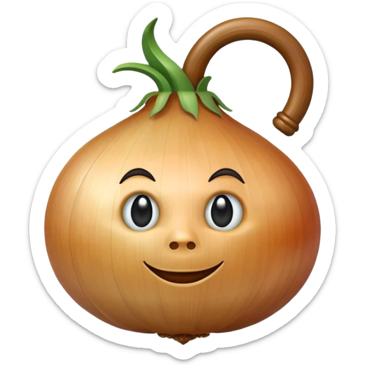 An onion emoji in the style of Apple emoji with a handle and a knocker. sticker