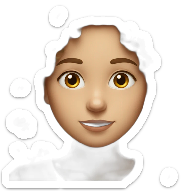 face of midle easten white curly tenage girl with medium brown hair in T-shirt sticker