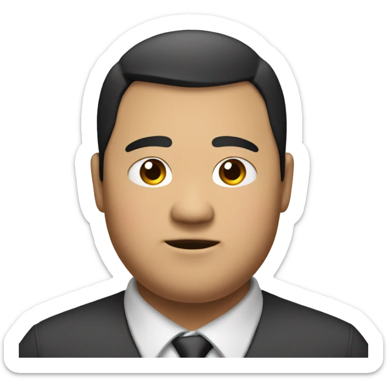 A fat Asian dude with a middle a stagger black hair and a middle part who is short but fat sticker