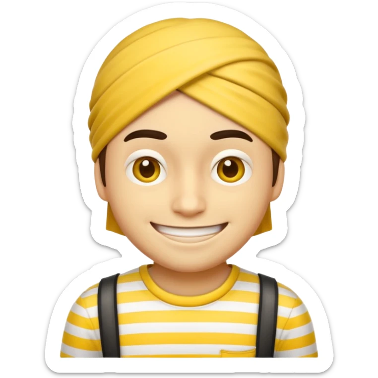 Make a robber emoji with yellow skin and white and yellow shirt with no mask sticker