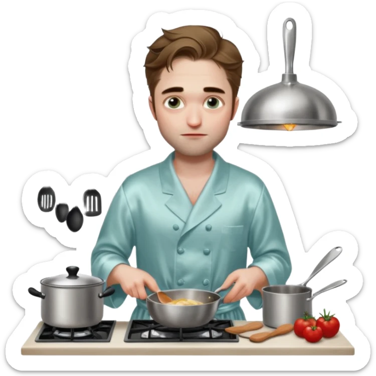 robert pattinson en nuisette qui fait la cuisine  sticker